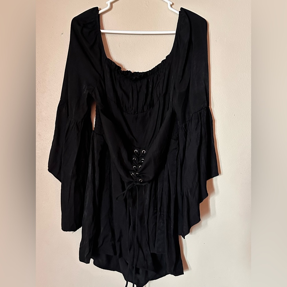 Cider Black Lace-Up Jumpsuit